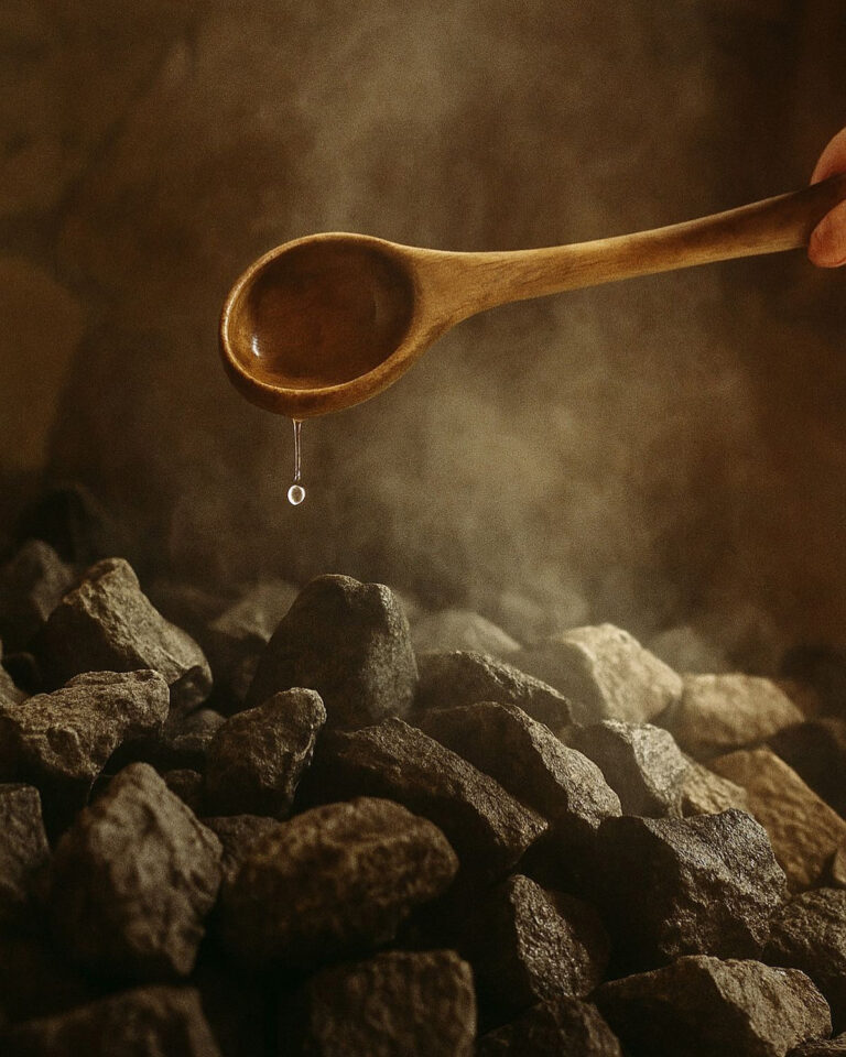 Uzmet garu uz akmeņiem pirtī bilde